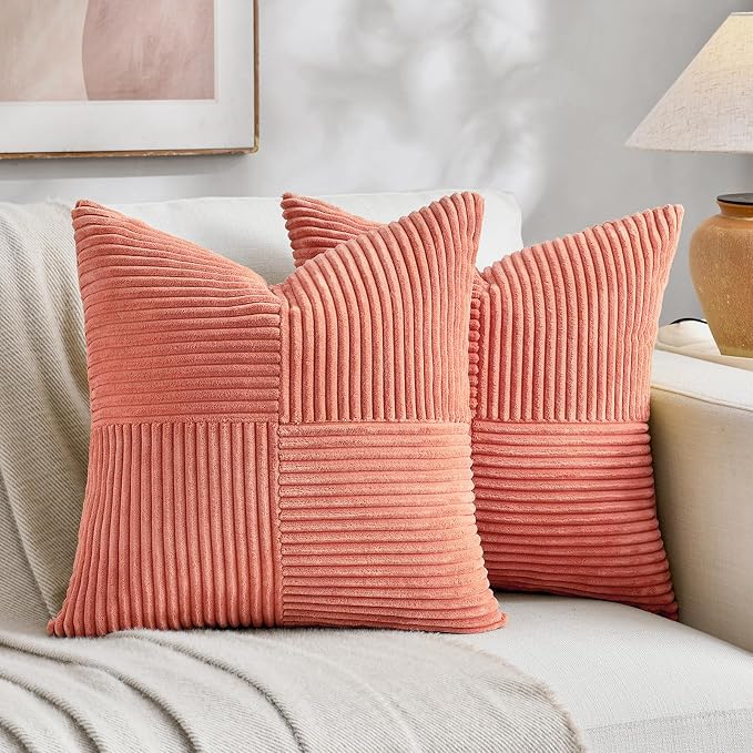 Fancy Homi 2 Packs Coral Decorative Throw Pillow Covers 22x22 Inch by Fancy+Homi