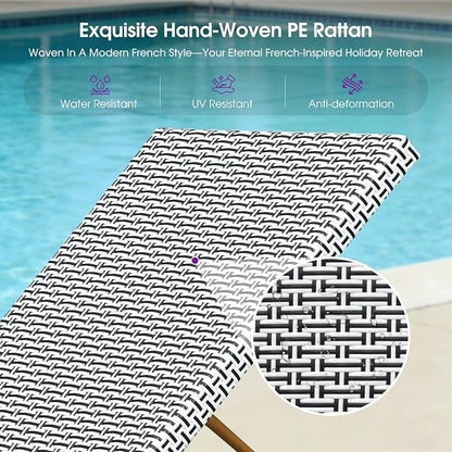 PURPLE LEAF Extra Large Patio Chaise Lounge 2 Pieces French Outdoor Wicker - Image 7