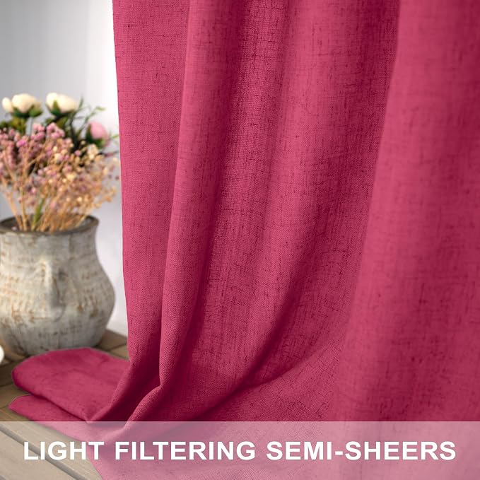 Pitalk Hot Pink Curtains 63 Inch Length - Image 3