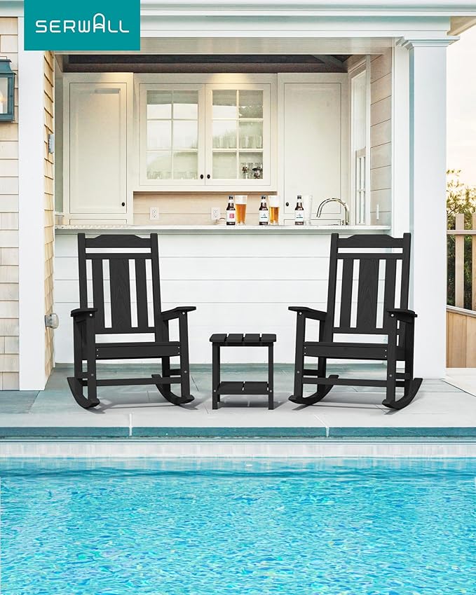 SERWALL Oversized Rocking Chair, HDPE Outdoor Rocking Chairs Set of 4, Patio - Image 2