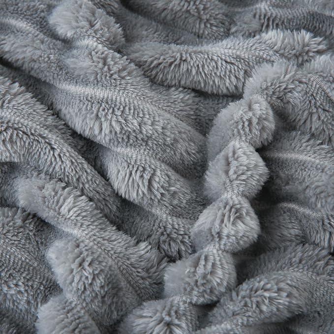 Grey Fleece Throw Blanket 90”×90” - Image 5