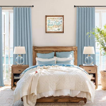 Dusty Blue Blackout Curtains for Living Room 84 Inch Length 2 Panel Farmhouse - Image 2