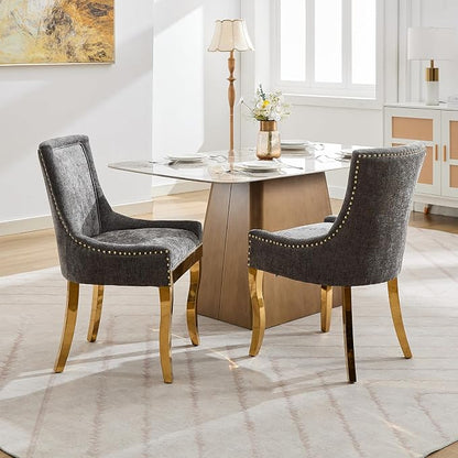 Upholstered Dining Chairs Set of 2, Modern Fabric Side Chairs - Image 2