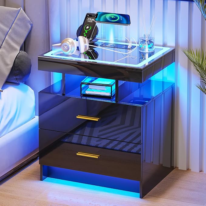 HNEBC Auto LED Nightstand Set of 2, Smart Night Stand - Image 2