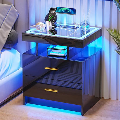 HNEBC Auto LED Nightstand Set of 2, Smart Night Stand - Image 2