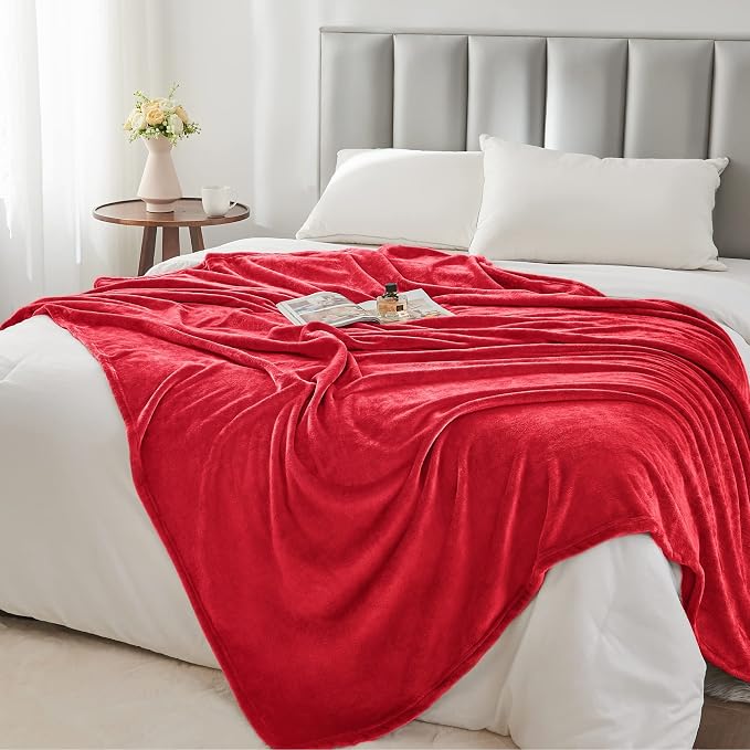 BEDELITE Fleece Blanket Soft Plush King Size Bed Blanket Red 108"x90" | Ultra - Image 6