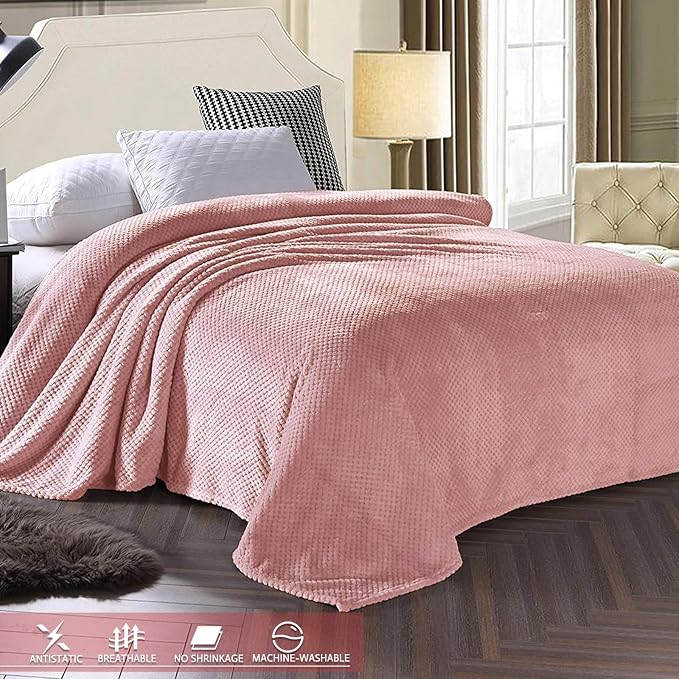 Exclusivo Mezcla Soft Waffle Fleece Bed Blanket King Size, Cozy Flannel - Image 3