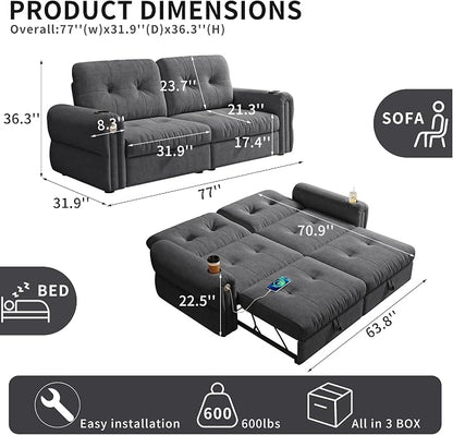 Convertible Couches, Queen Size Pull Out Sofa Bed - Image 2