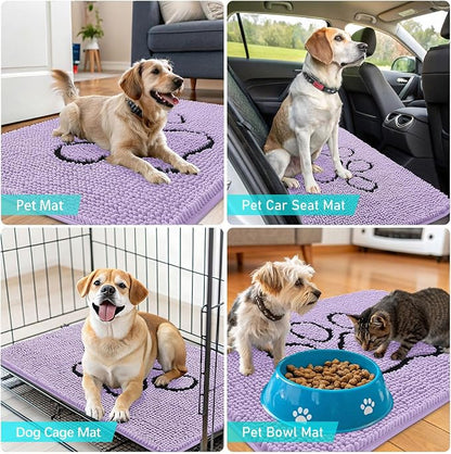 OLANLY Dog Door Mat for Muddy Paws 48x30, Paw Print Design Chenille Mud Mat | - Image 7