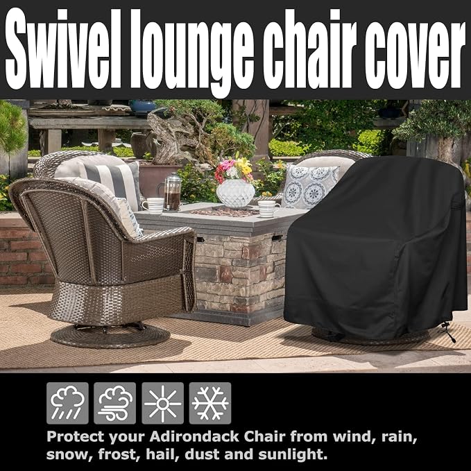 Outdoor Swivel Lounge Chair Cover, Fits to Lawn Patio Chairs, 420D - Image 5