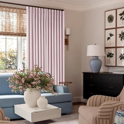 Light Pink Pinch Pleated Blackout Linen 80 Inch Window Curtains 2 Panels | 100% - Image 8