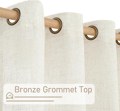Cream Sheer Linen Curtains 84 inch Long, Bronze Grommet Soft Linen Textured - Image 4