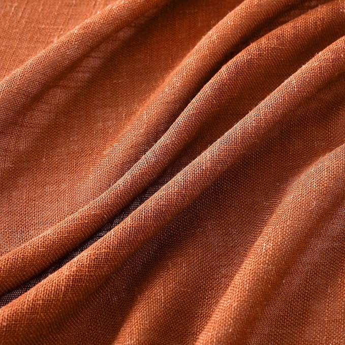 MIULEE Rust Fall Linen Curtains 52x90 Inch 2 Panels - Image 3