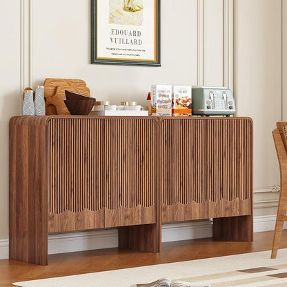 FurSch Fluted Sideboard Buffet Cabinet Set of 2, Mid Century Modern Storage - Image 3
