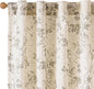 Extra Long Grey Vintage Floral Linen Curtains Farmhouse 2 Panels | Elisa Series by Lazzzy