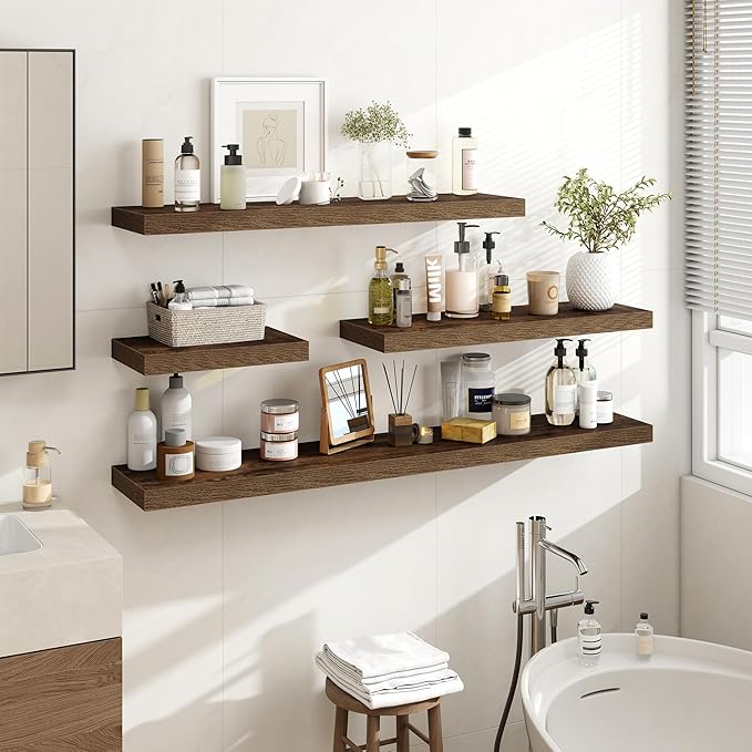 Acovy 36 Inch Floating Shelves, Wooden Shelves - Image 2