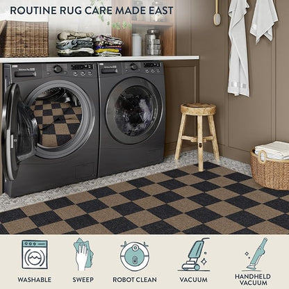 Lahome Checkered Easy Jute Kitchen Runner Rug, 2x8 Outdoor Rugs Washable | - Image 5
