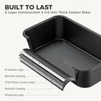 HONGBAKE 9-Piece Baking Pans Set Nonstick, Stackable Non Toxic Bakeware Sets with Diamond Texture, Oven Pan Set for Cooking, Includes Cookie Sheet with Rack, Cake Pan, Roasting Pan, Muffin Tin, Gray