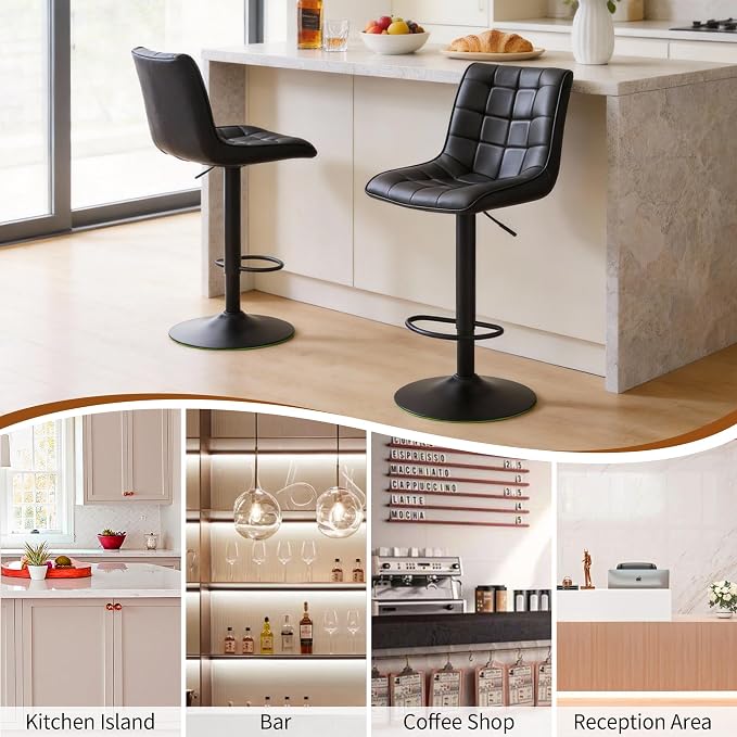 FIRAVOE Bar Stools Set of 2, Adjustable Counter Height Bar Stools 24"-33" - Image 9