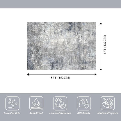 4x5 Washable Entryway Rug – Non-Slip Modern Abstract Indoor Area Rug - Image 2