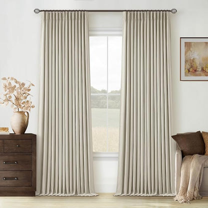 Oatmeal Beige Linen Blackout 92 Inch Curtains by Twodrapes