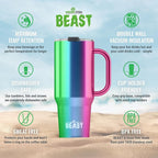 Beast 42 oz Tumbler Stainless Steel Vacuum Insulated Coffee Ice Cup Double Wall Travel Flask (Rainbow)