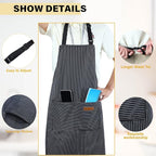 Handepo 4 Pcs Kitchen Cooking Aprons with Pockets Adjustable Waterproof Baking Apron for Women Men, Chef,BBQ, Christmas Gift
