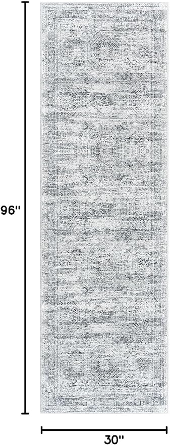 Soalmost Washable Runner Rug 2'6"x8' Kitchen Hallway Runners Grey | Soft - Image 2