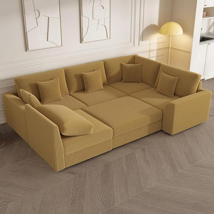 146" Modular Sectional Sofa, Oversized U Shaped Couch, Convertible Sleeper Sofa - Image 3
