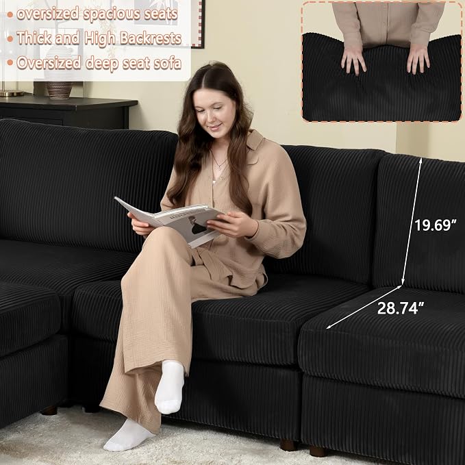 EASE MOOSE Oversized L Shaped Sectional Modular Sofa, Large U Shaped Sectional - Image 8