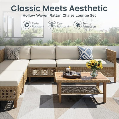 PHI VILLA Wicker Patio Furniture Set, Outdoor Sectional Couch - Image 2