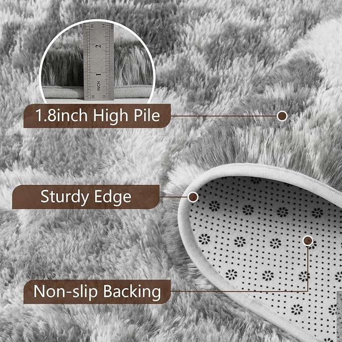Noahas 6x9 Large Grey Fluffy Soft Area Rug Non-Slip - Image 6