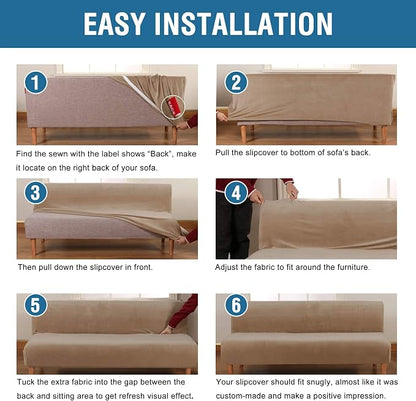 H.VERSAILTEX Real Velvet Futon Cover Armless Sofa Covers Sofa Bed Covers - Image 6