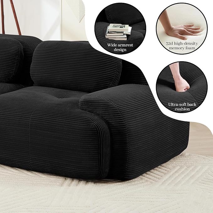 Boneless Sectional Couch, No Assembly Required, 117.3” Modular Cloud Sofa - Image 7