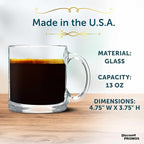 Libbey Clear Glass Coffee Mugs 13 oz. Set of 10, Bulk Pack - Perfect for Coffee, Tea, Espresso, Hot Cocoa, Other Beverages - Clear Bottom