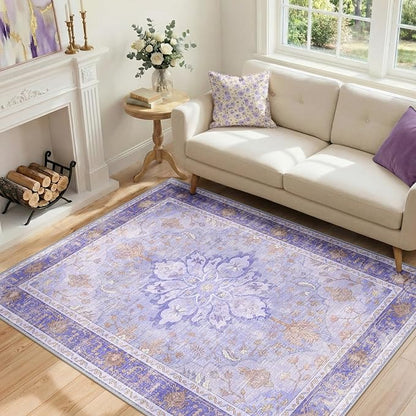 RELEANY Washable Area Rug, Water Repellent, Pet Friendly, Vintage Floral Boho - Image 2