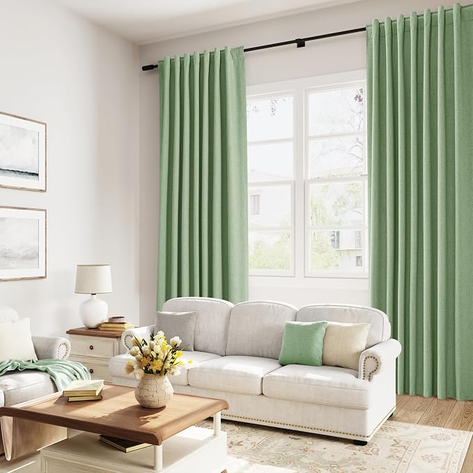 100% Blackout Linen Curtains 84 Inch Length 2 Panels Set - Image 8