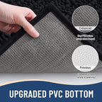 Arotive Luxury Chenille Bathroom Rug Mat, Extra Soft Thick Absorbent Shaggy Bath Rugs, Non-Slip Machine Wash Dry, Plush Bath Mats for Bathroom, Shower and Tub, 60x20, Black