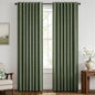 MIULEE 100% Blackout Linen Curtains 42 x 72 Inch Olive Green 2 Panels | Thermal by MIULEE