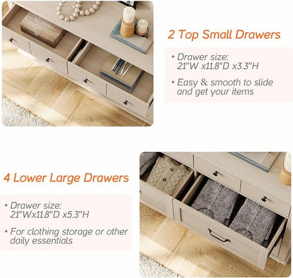 WAMPAT 6 Drawers Dresser for Bedroom, Elegant Wooden Chest of Drawers Kids - Image 6