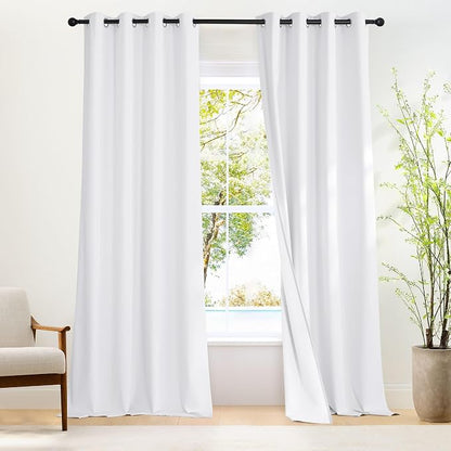 NICETOWN 100% Blackout White 120 inch Long Curtains by NICETOWN