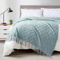 BOURINA Aqua Throw Blanket 50 x70 Inches Jacquard Argyle Throw Textured Solid by BOURINA