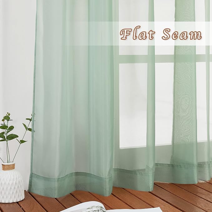NICETOWN Sheer Curtains for Bedroom Windows, Grommet Top Voile Sheer Country - Image 6