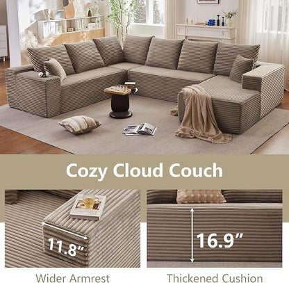 Cloud Sectional Couch with L-Shape Chaise, Modern Modular Comfy Sofa with Deep - Image 8