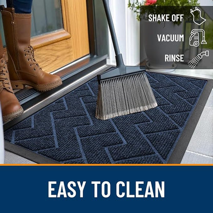 OLANLY Front Door Mat Outside 71x47, All-Season Absorbent Rubber Doormat | Blue - Image 6