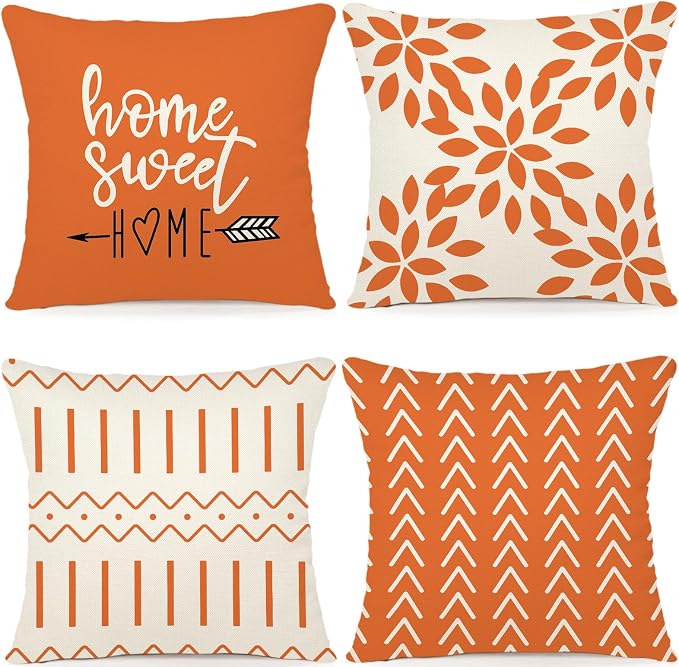 YCOLL Fall Pillow Covers 18x18 Set of 4, Modern Sofa Throw Pillow Cover by PillowCoversExpert