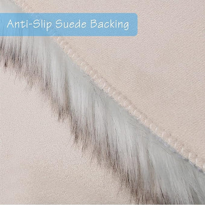 White Black Faux Sheepskin Runner Rugs 2x6 ft, Fluffy Fur Couch Covers | Shag - Image 4