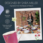 Portmeirion Sara Miller Chelsea 12oz Tea Cup, Pink - Fine China Coffee Mug with Hummingbirds Motif - Elegant Tea Party Cup for Afternoon Tea Moments - Great Gift for Her/Mother