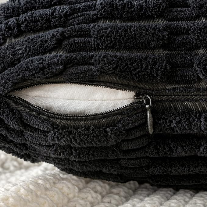 MIULEE Euro Sham Corduroy Decorative Throw Pillow Covers 24x24 Black | Pack of - Image 7