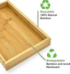 Bam & Boo - Natural Bamboo Serving Tray Modern Rectangular - for Food, Drinks, Decor, Vanity in Home, Kitchen, Bathroom, Coffee Table, Bed(Extended, 17.75” x 11.8" x 1.2")